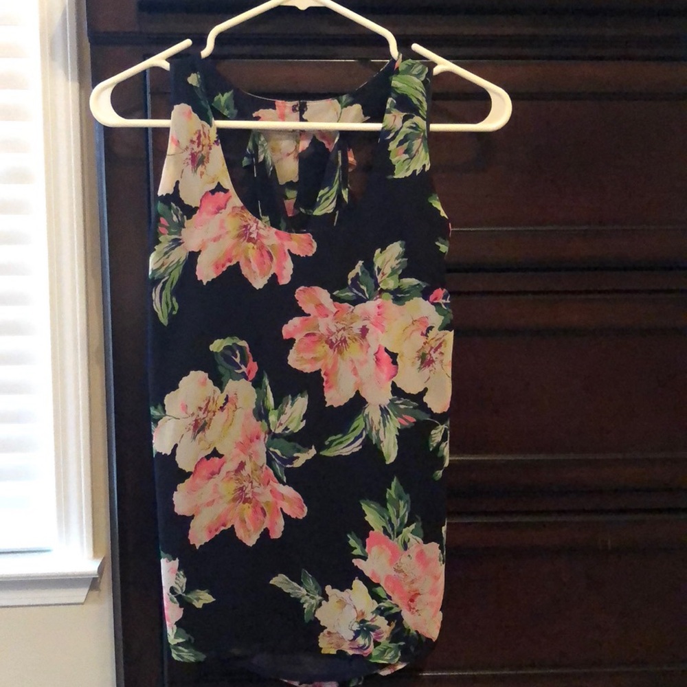 Floral Tank Top with Ruffle Back
